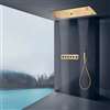 CESENA BRUSHED GOLD THERMOSTATIC RECESSED CEILING MOUNT LED RAINFALL MUSICAL SHOWER SYSTEM WITH HAND SHOWER
